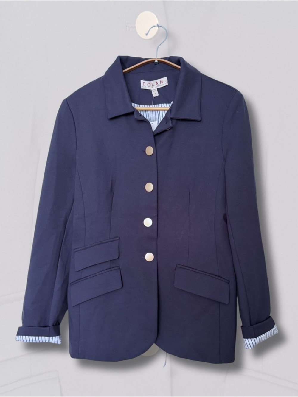 dolan Navy Button-Front Blazer with Notch Collar
